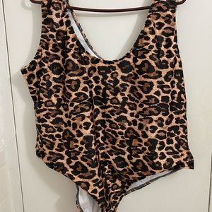 BooHoo Leopard One Piece Swimsuit Brand New Size PLUS XXL Women Tags Size 22